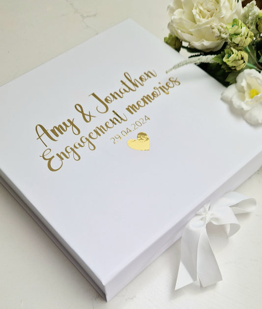 Personalised engagement memory box - Engagement keepsake box