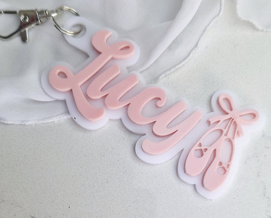Ballet bag charm / Personalised name keyring