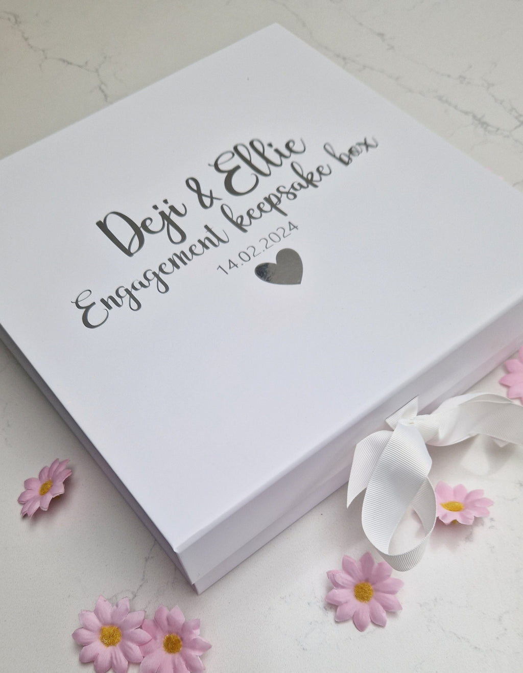 Personalised engagement memory box - Engagement keepsake box