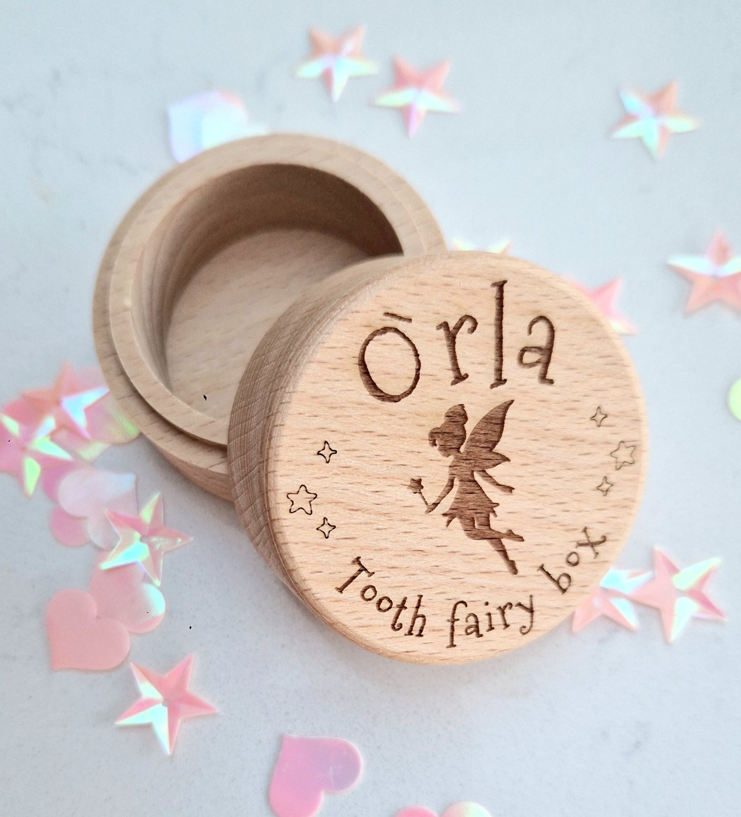 Personalised wooden tooth fairy box - Laser engraved wooden trinket - Baby keepsake