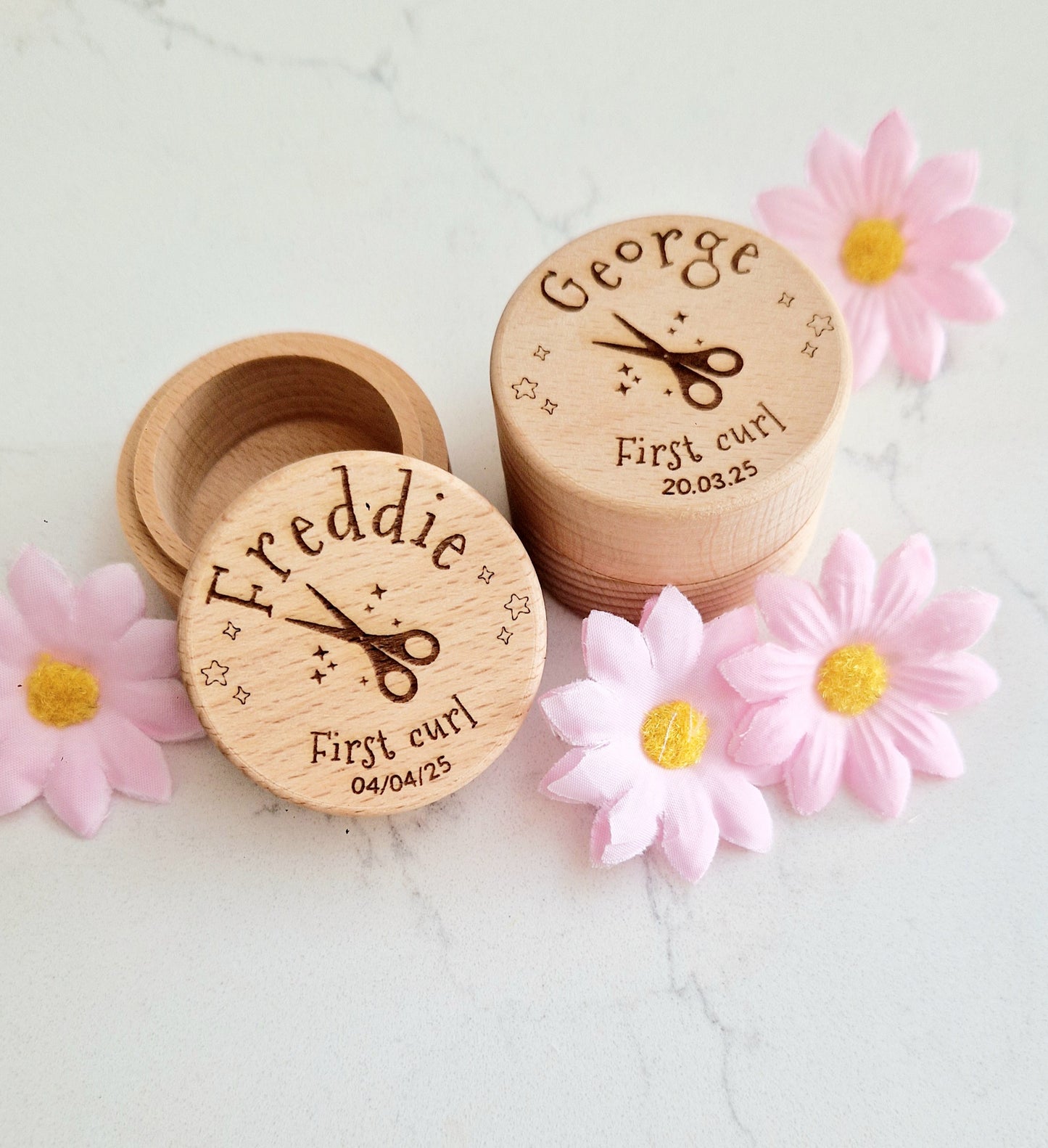 Baby's first haircut - Wooden keepsake box - Personalised wooden trinket