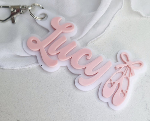 Ballet bag charm / Personalised name keyring
