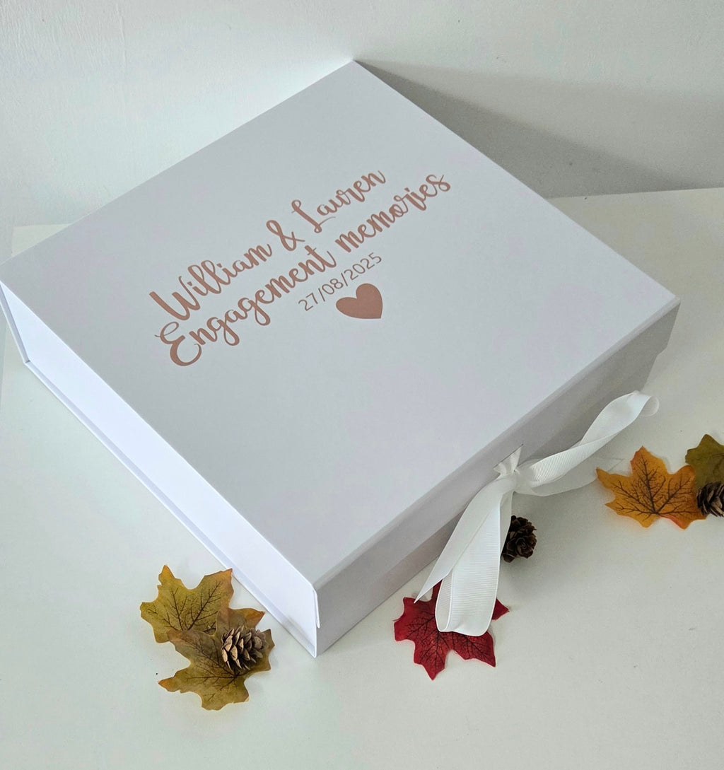 Personalised engagement memory box - Engagement keepsake box