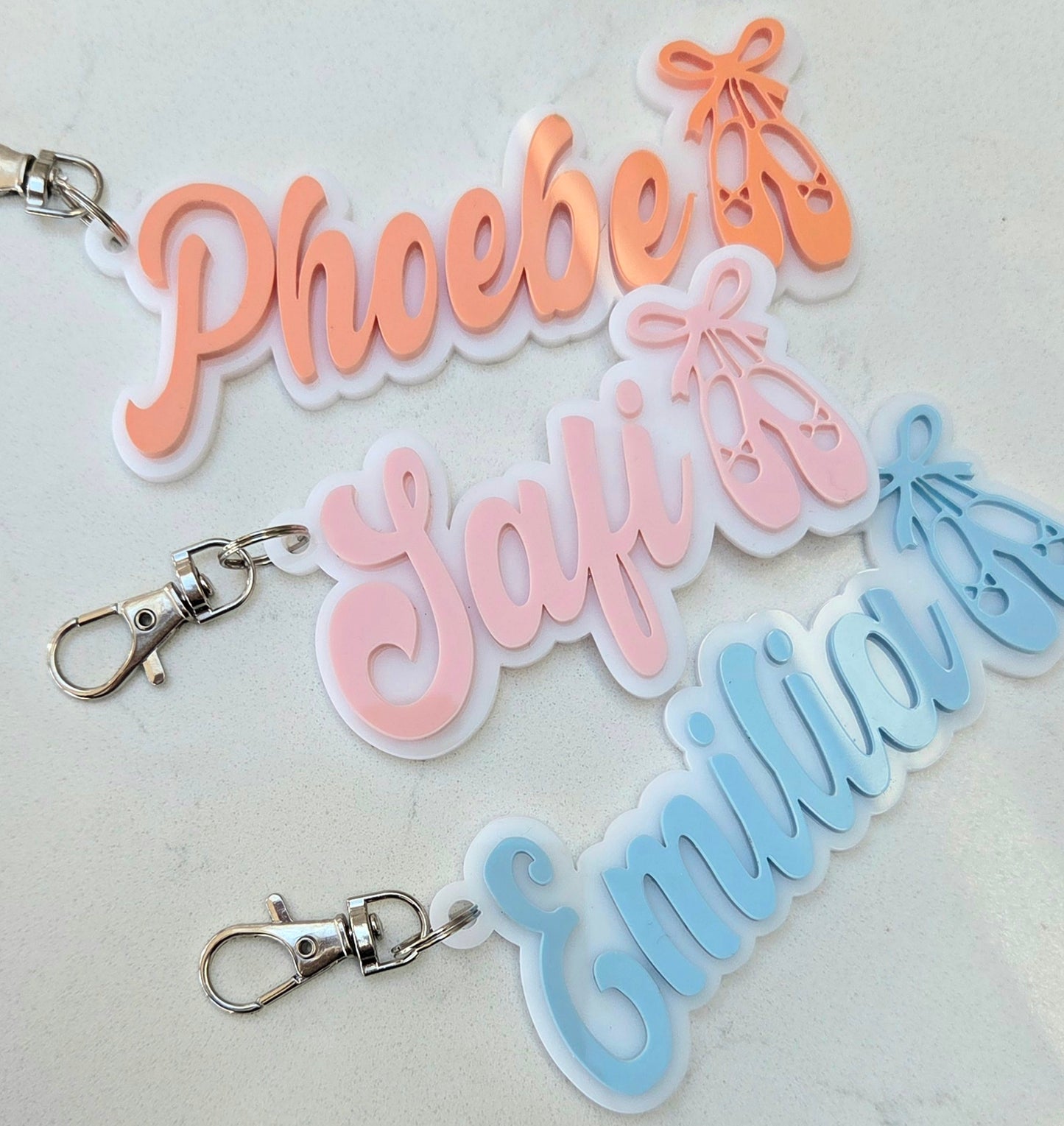 Ballet bag charm / Personalised name keyring